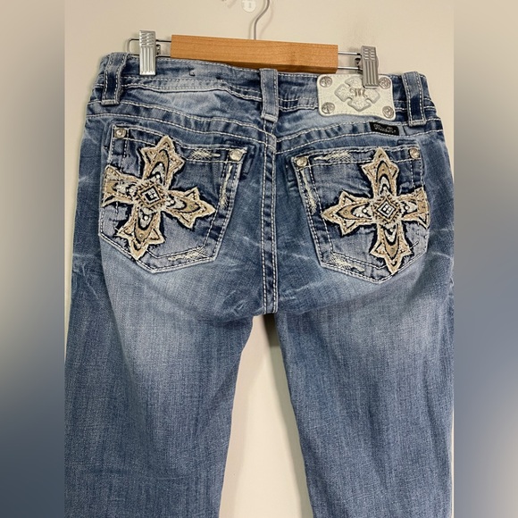 Miss Me Jeans Size 27 Blue Signature Skinny Leg Low Rise Denim Bottoms - Picture 7 of 13